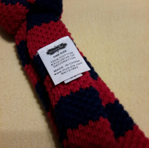 Mud Pie Infant Sweater Knit Tie (Red/Blue) - Picture 4 of 5